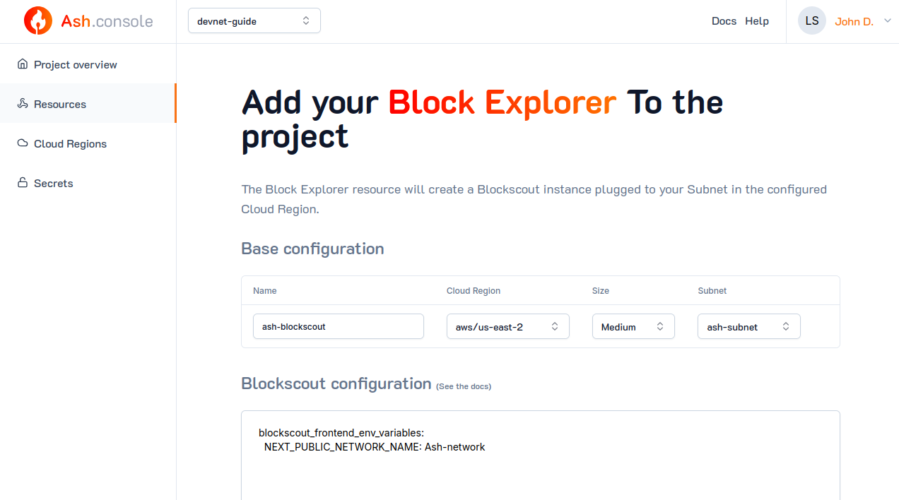 Ash Console block explorer create