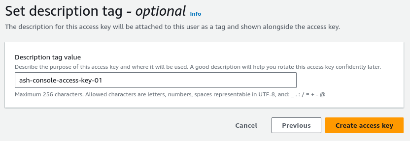 AshConsole access key