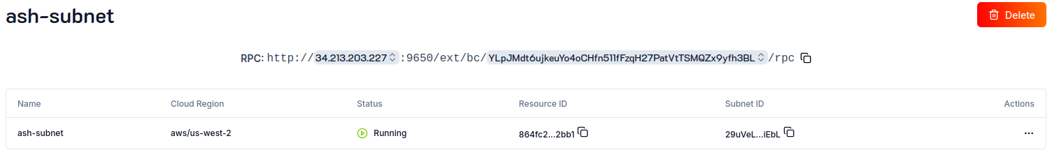 Ash Console subnet RPC endpoint