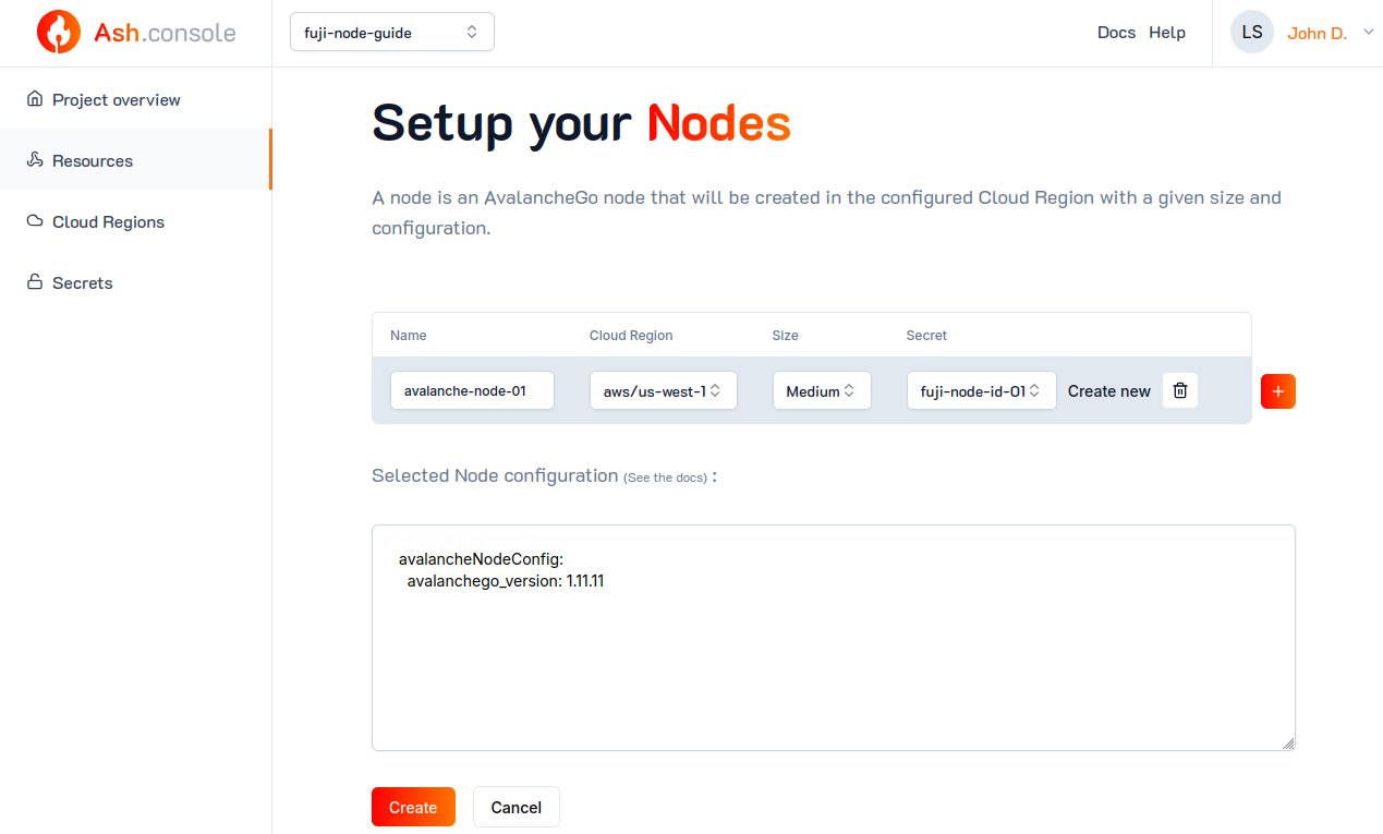 Ash Console node create