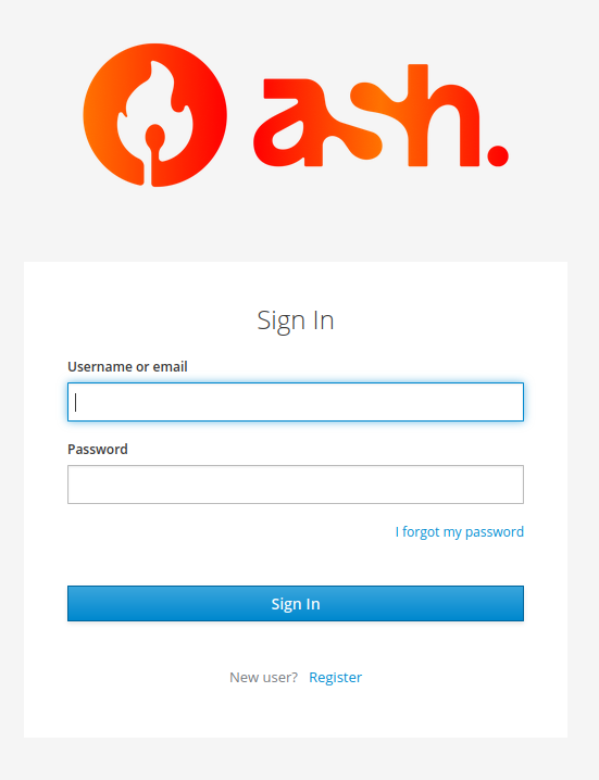 Ash Console login page