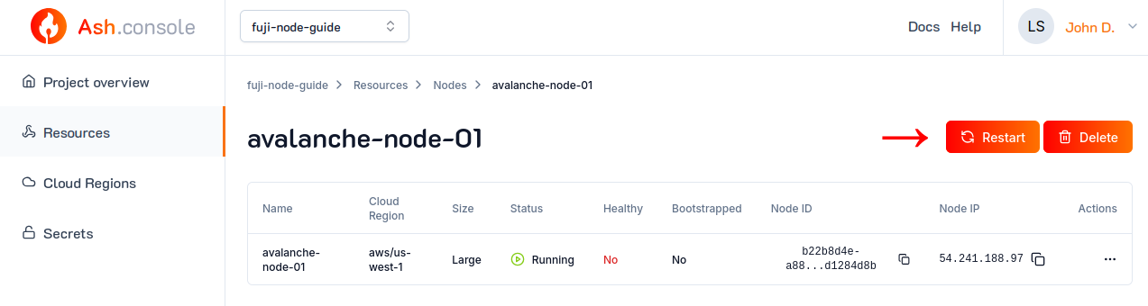 Ash Console resource restart