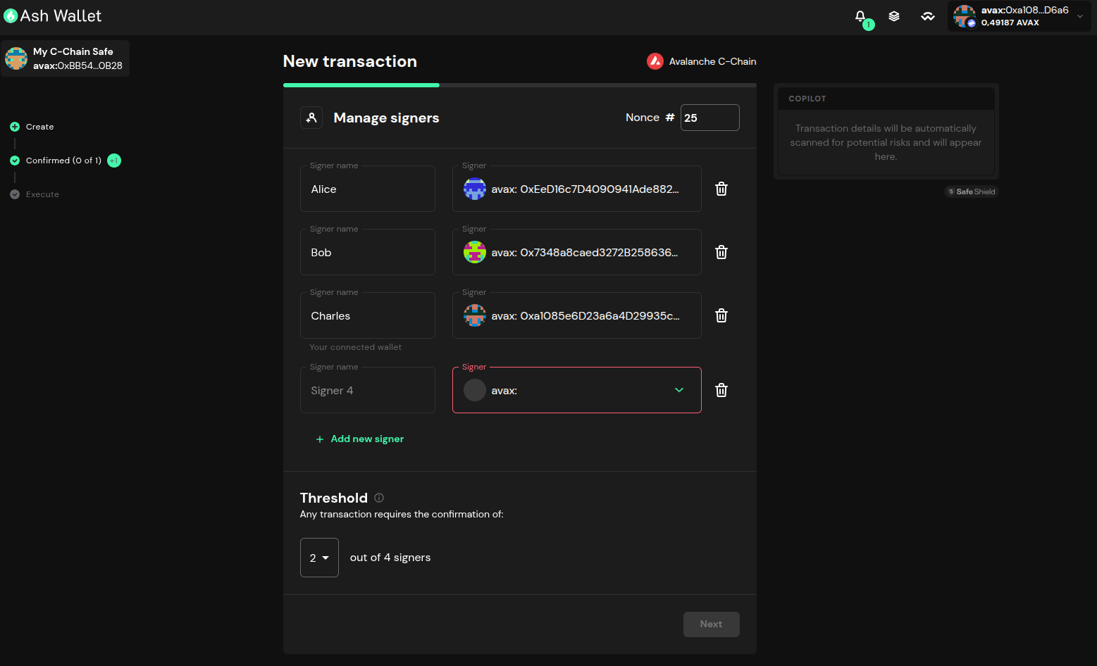Manage signers