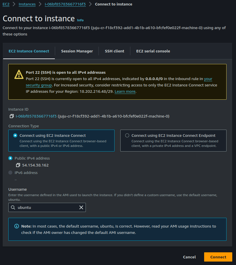 AWS Console SSH